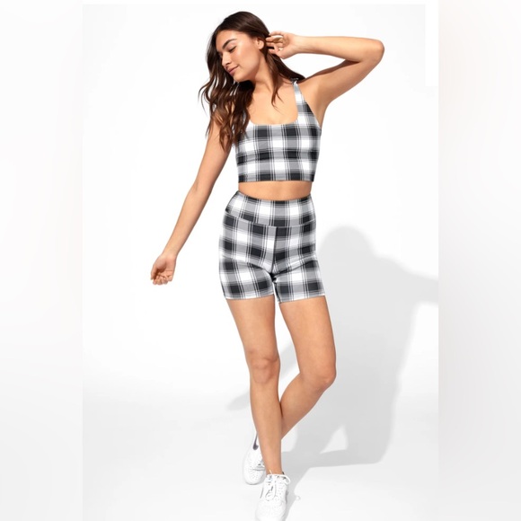EleVen - Venus Williams One More Time Black & White Plaid Biker Shorts Large NWT - Picture 2 of 9
